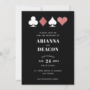 Convite de Casamento de Cassino Moderno com Brilho