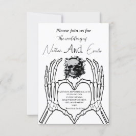 Convite de Casamento de Caveira Elegante Gótico