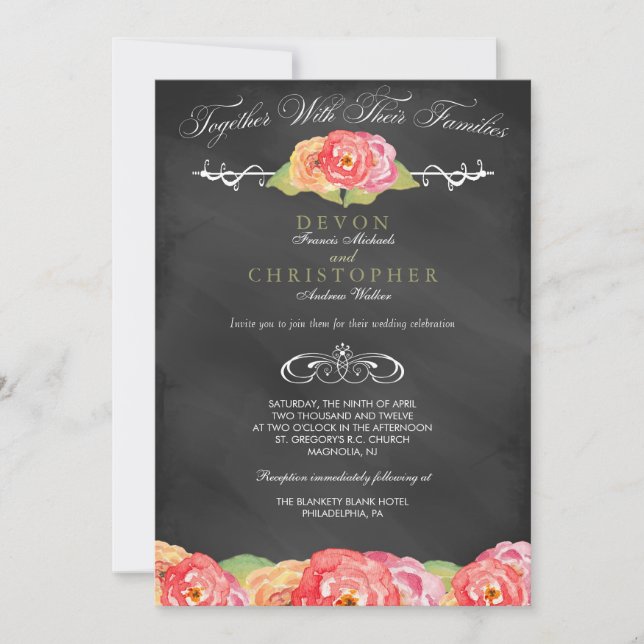 Convite De Casamento De Chalkboard De Abstrato (Frente)