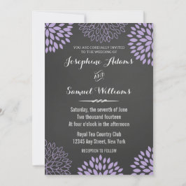 Convite De Casamento De Chalkboard Purple Floral