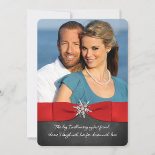 Convite de casamento de Chalkboard, Vermelho, Floc