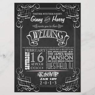 Convite De Casamento De Chalkboard Vintage