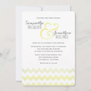 Convite De Casamento De Chevron Amarelo