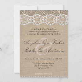 Convite de casamento de Chique Burlap e Vintage La