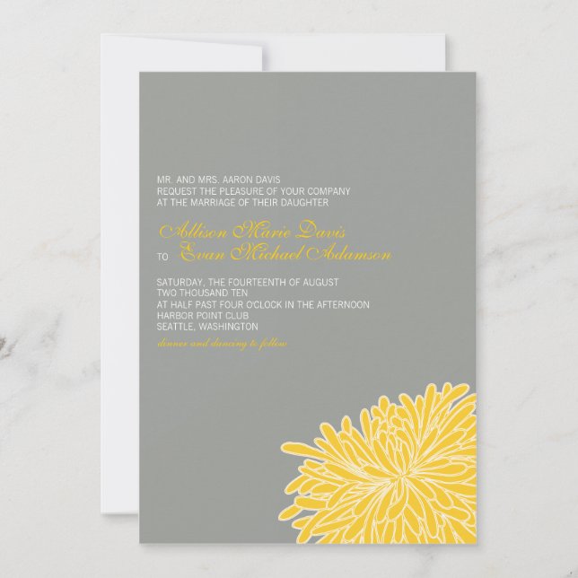 Convite De Casamento De Chrysanthemum Em Pequim (Frente)