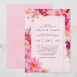 Convite De Casamento De Chrysanthemum Pink