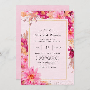 Convite De Casamento De Chrysanthemum Pink