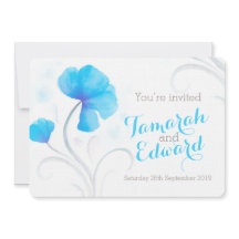 Convite de casamento de cinza azul de flor silvest