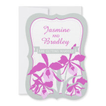 Convite de casamento de cinza verde-roxa de orquíd