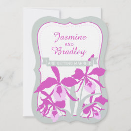 Convite de casamento de cinza verde-roxa de orquíd