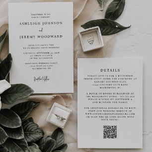 Convite de casamento de código QR branco preto sim