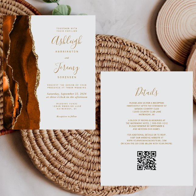 Convite de casamento de Código QR da Cinza de Agre (Criador carregado)
