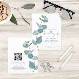 Convite de Casamento de Código QR de Eucalyptus Az