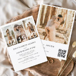 Convite de Casamento de Código QR de Foto Minimali<br><div class="desc">Colagem de Fotos Moderna Elegante Quatro (4) e Convite Minimalista de Casamento de Grande Data. Os cartões de códigos de QR do Convite para Casamento contêm uma tipografia moderna que é elegante,  simples e moderna para usar depois de você celebrar o dia de casamento simples e minimalista.</div>