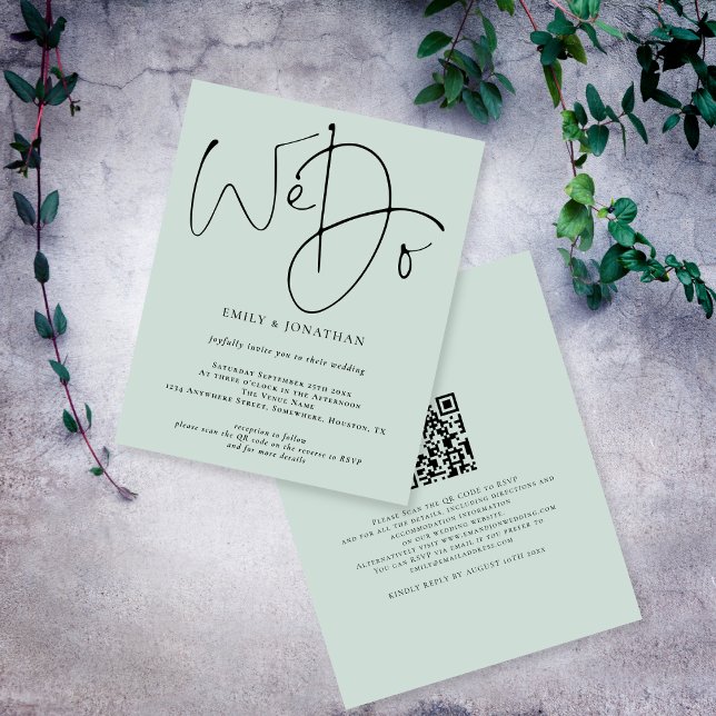 Convite de casamento de Código QR de Mint. de Orça (Criador carregado)