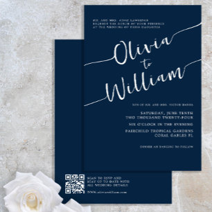 Convite de Casamento de Código QR de Script de mar