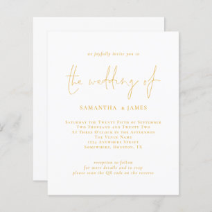 Convite de Casamento de Código QR de Script Dourad