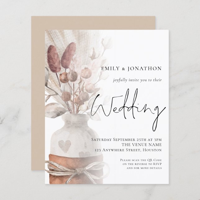 Convite de casamento de Código QR de Sobreposição  (Frente/Verso)