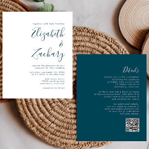 Convite de casamento de Código QR do Script Azul T