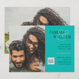 Convite de casamento de CÓDIGO QR FOTO moderno ou 