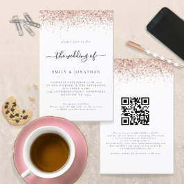 Convite de casamento de Código QR Glitter Dourado