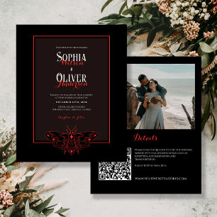 Convite de casamento de código QR Gótico Preto&Ver