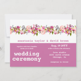 Convite de Casamento de Código QR Horizontal Flora