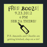 Convite De Casamento De Comédia, Humor<br><div class="desc">Um convite de casamento com um pouco de humor! Por que seus amigos e familiares vão para casamentos? Para a bebida grátis... isso é tudo o que alguém quer saber... Este é um convite que chega ao ponto! LIVRE BOOZE!</div>