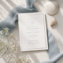 Convite de Casamento de Concha Marinha com Folha d