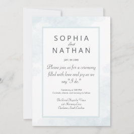 Convite de Casamento de Cor Azul Minimalista