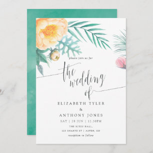 Convite De Casamento De Cor De Água Floral De Casa