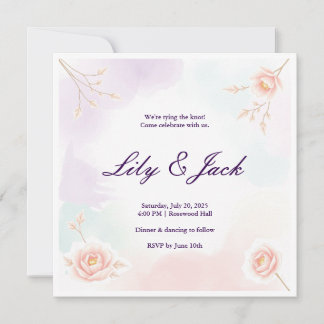 Convite de casamento de Cor de Pastel Personalizad