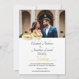 Convite de casamento de cor Dourada simples de fot
