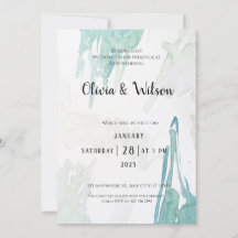 Convite de Casamento de Cor Verde Mínima