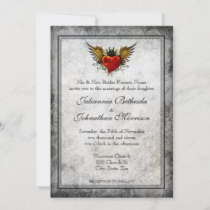 Convite De Casamento De Coração Com Ala De Tatua