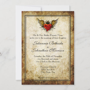 Convite De Casamento De Coração Com Ala De Tatua