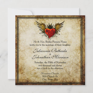 Convite De Casamento De Coração Com Ala De Tatua