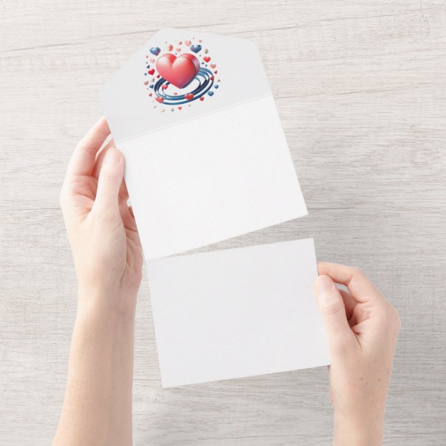 Convite de casamento de coração de aquarela (Aba destacável)