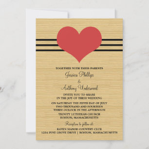 Convite de casamento De Coração De Madeira, Verm