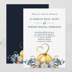 Convite De Casamento De Coração De Pumpkin Flora