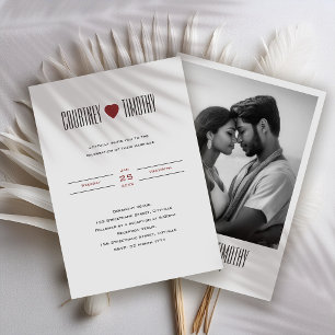 Convite De Casamento De Coração Minimalista Com Fo