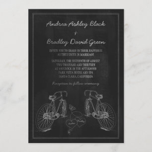 Convite De Casamento De Corações De Bicicletas