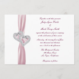 Convite de Casamento de Corações Rosa Personalizad