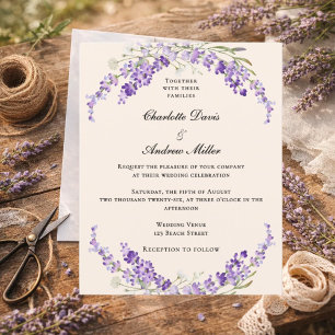 Convite de casamento de creme champanhe com flores