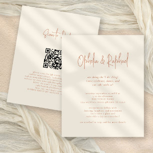 Convite de casamento de Creme QR Boho do Script Ru