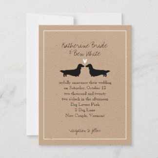 Convite de Casamento de Dachshunds de Cabelo Longo