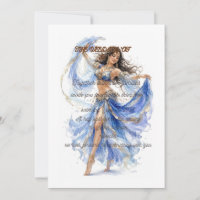 Convite de casamento de dançarina azul elegante