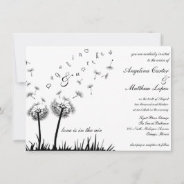 convite de casamento de Dandelion voador