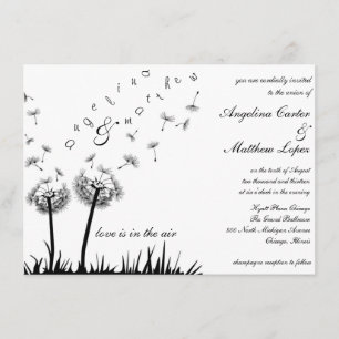 convite de casamento de Dandelion voador