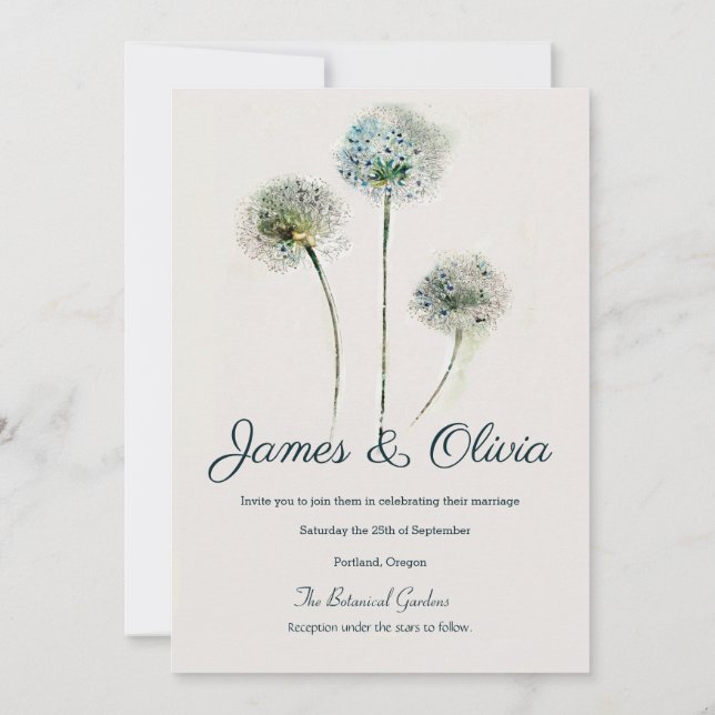 Convite de Casamento de Dandelions (Verso)